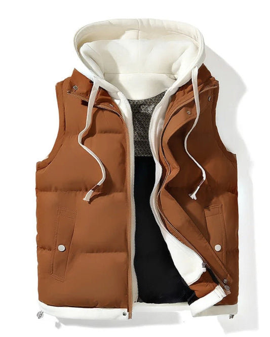 VELORA - Soft Shell Hooded Puffer Gilet #LUM7143