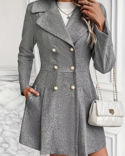 CARIS - PLEATED WOOL COAT #VEV39357